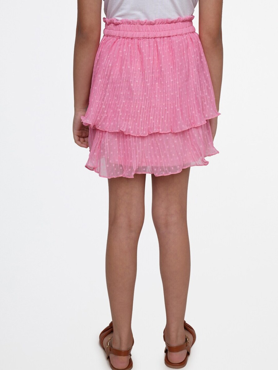 Kids AND Skirts & Shorts | Buy And Girls Pink Solid Layered Skirt - Apparel For Girls