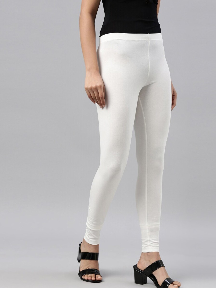 Women Go Colors Leggings, Salwars & Churidars | Buy Go Colors Women Cream Coloured Solid Ankle Length Leggings - Apparel For Women