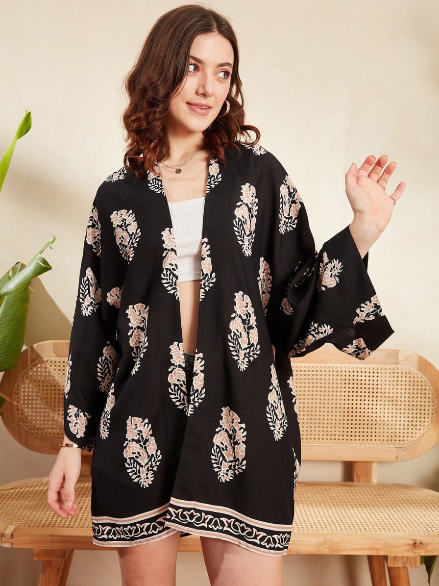 Women Berrylush Shrugs | Buy Berrylush Ethnic Motifs Printed Longline Shrug - Apparel For Women