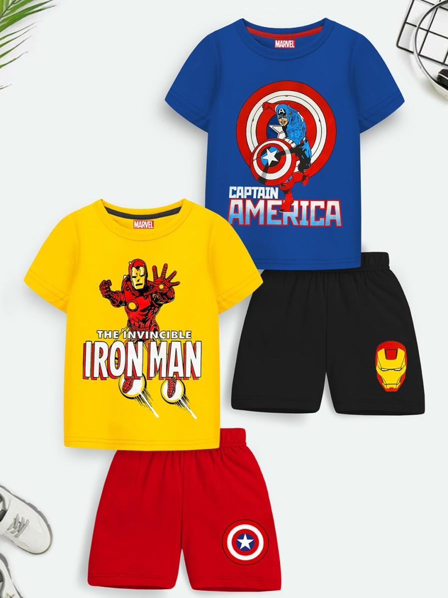 Kids YK Marvel Yk | Buy Yk Marvel Boys Pack Of 2 Printed T Shirt With Shorts - Apparel For Boys