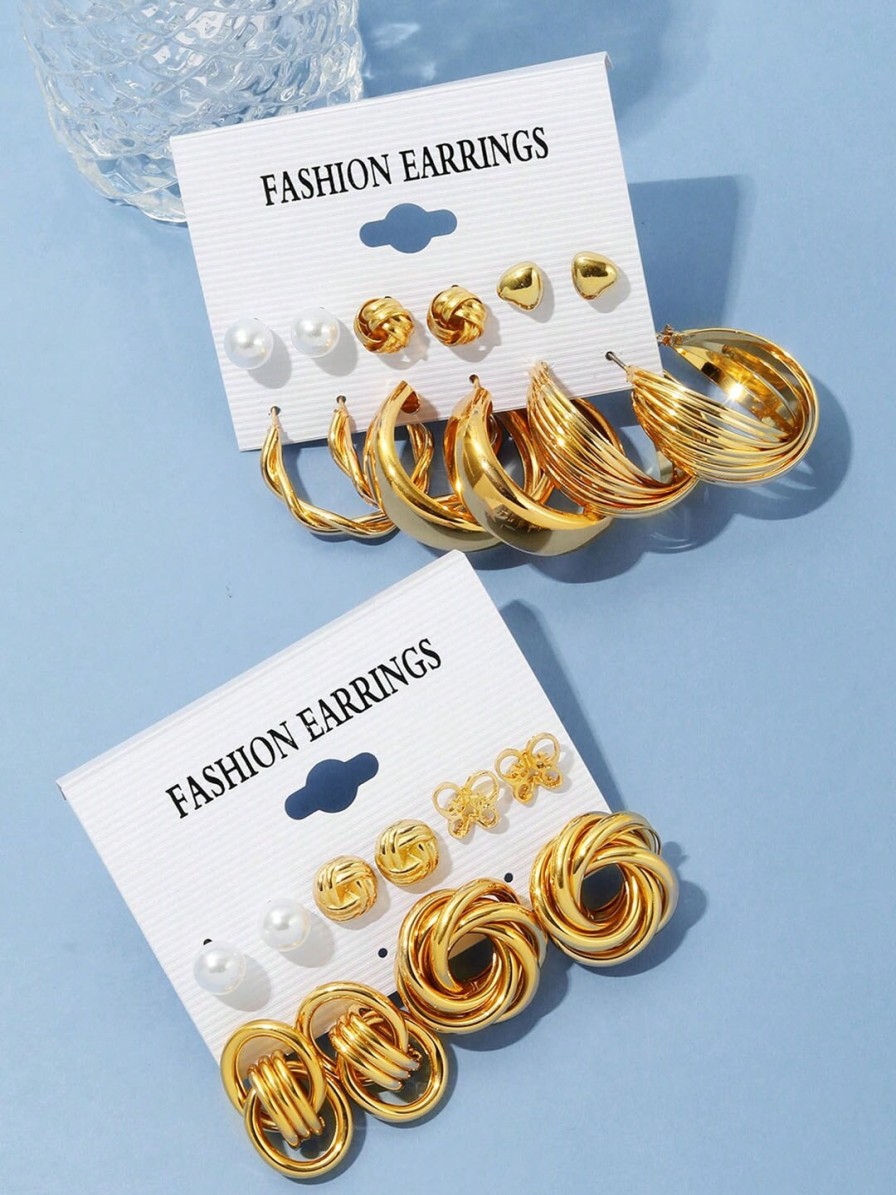 Women Shining Diva Fashion Earrings | Buy Shining Diva Fashion Set Of 11 Gold Plated Contemporary Studs Earrings - Accessories For Women