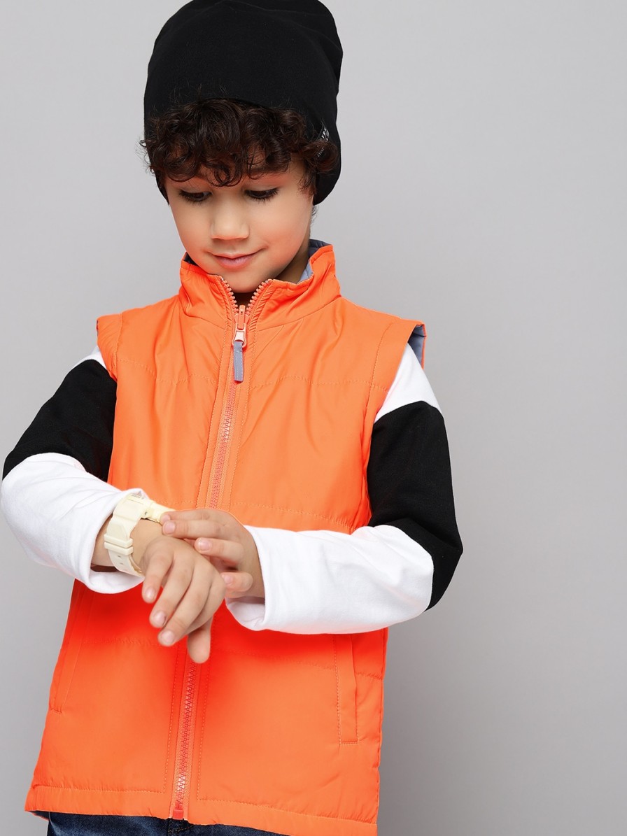 Kids HERE&NOW Jacket, Sweater & Sweatshirts | Buy Here&Now Boys Orange Solid Reversible Bomber Jacket - Apparel For Boys