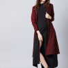 Women Athena Shrugs | Buy Athena Women Maroon Solid Open Front Shrug - Apparel For Women