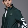 Men ASICS Jackets & Sweatshirts | Buy Asics Men Navy Blue Solid Lightweight Sporty Running Jacket With Print Detail - Apparel For Men