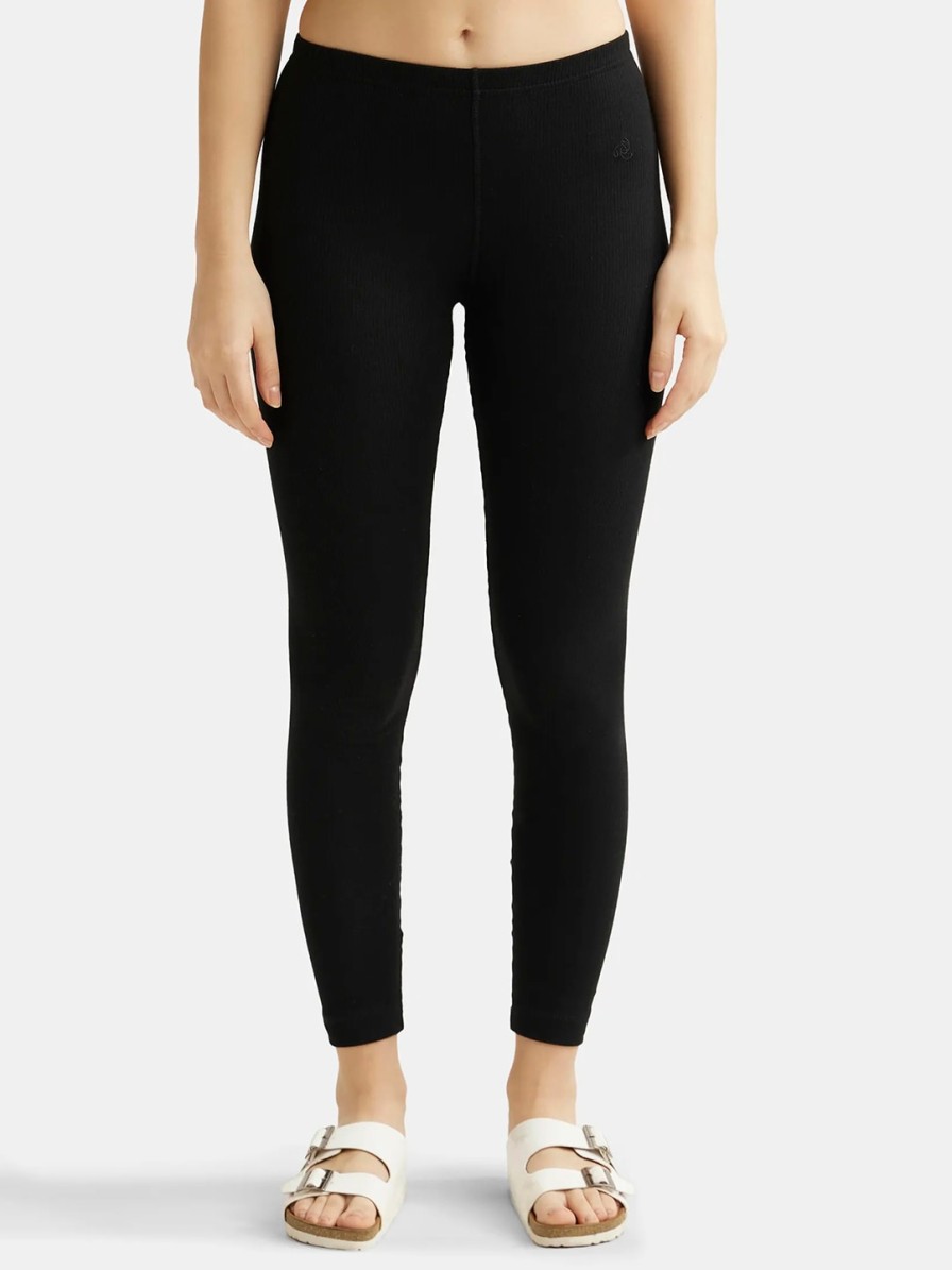 Women JocOnline Camisoles & Thermals | Buy Jockey Women Black Solid Tailored Fit Thermal Leggings - Apparel For Women