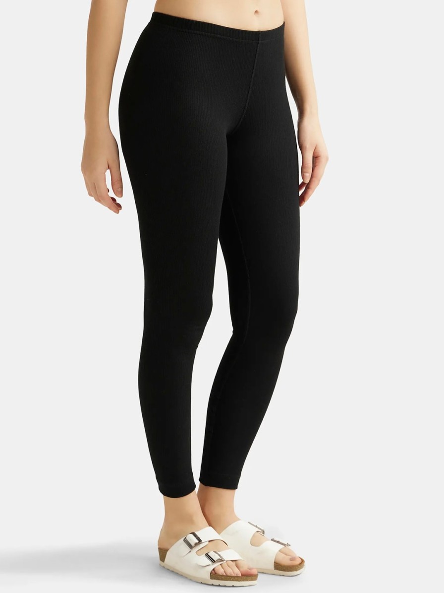 Women JocOnline Camisoles & Thermals | Buy Jockey Women Black Solid Tailored Fit Thermal Leggings - Apparel For Women