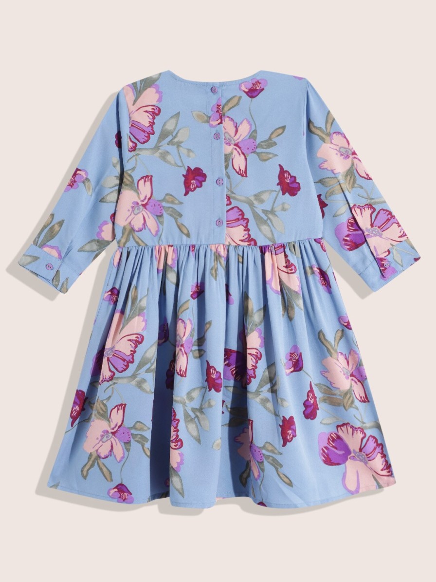 Kids Sangria Kurta Sets | Buy Sangria Girls Floral Printed Flared A Line Kurta With Trousers - Apparel For Girls