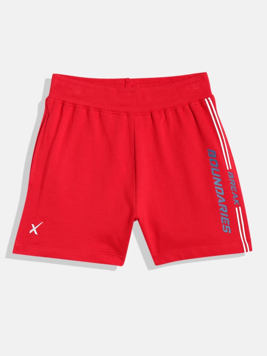 Kids HRX by Hrithik Roshan Hrx | Buy Hrx By Hrithik Roshan Boys Red Typography Printed Pure Cotton Sports Shorts - Apparel For Boys