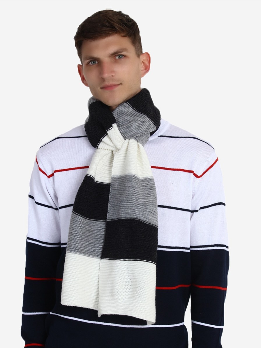 Men JoE Hazel Mufflers, Scarves & Gloves | Buy Joe Hazel Men White & Black Striped Acrylic Muffler - Accessories For Men