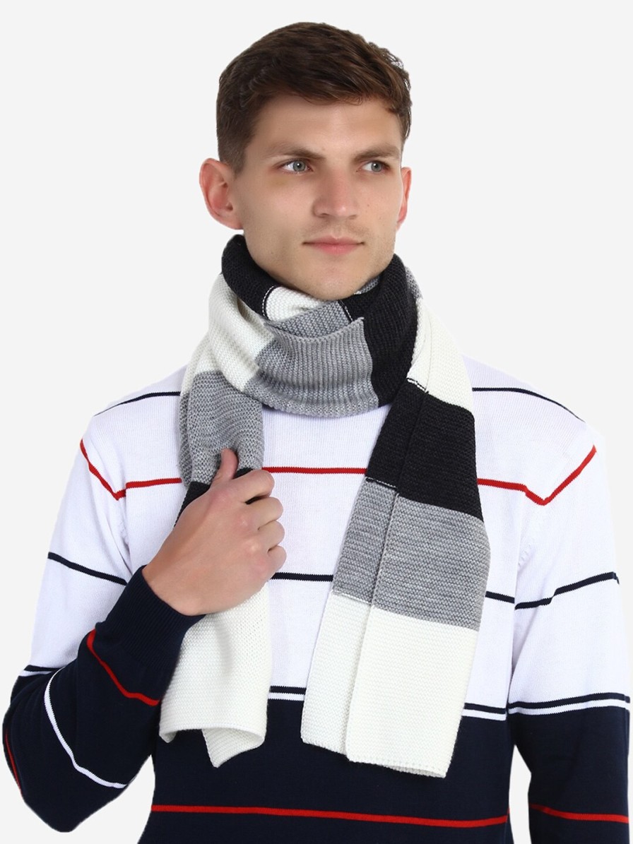 Men JoE Hazel Mufflers, Scarves & Gloves | Buy Joe Hazel Men White & Black Striped Acrylic Muffler - Accessories For Men