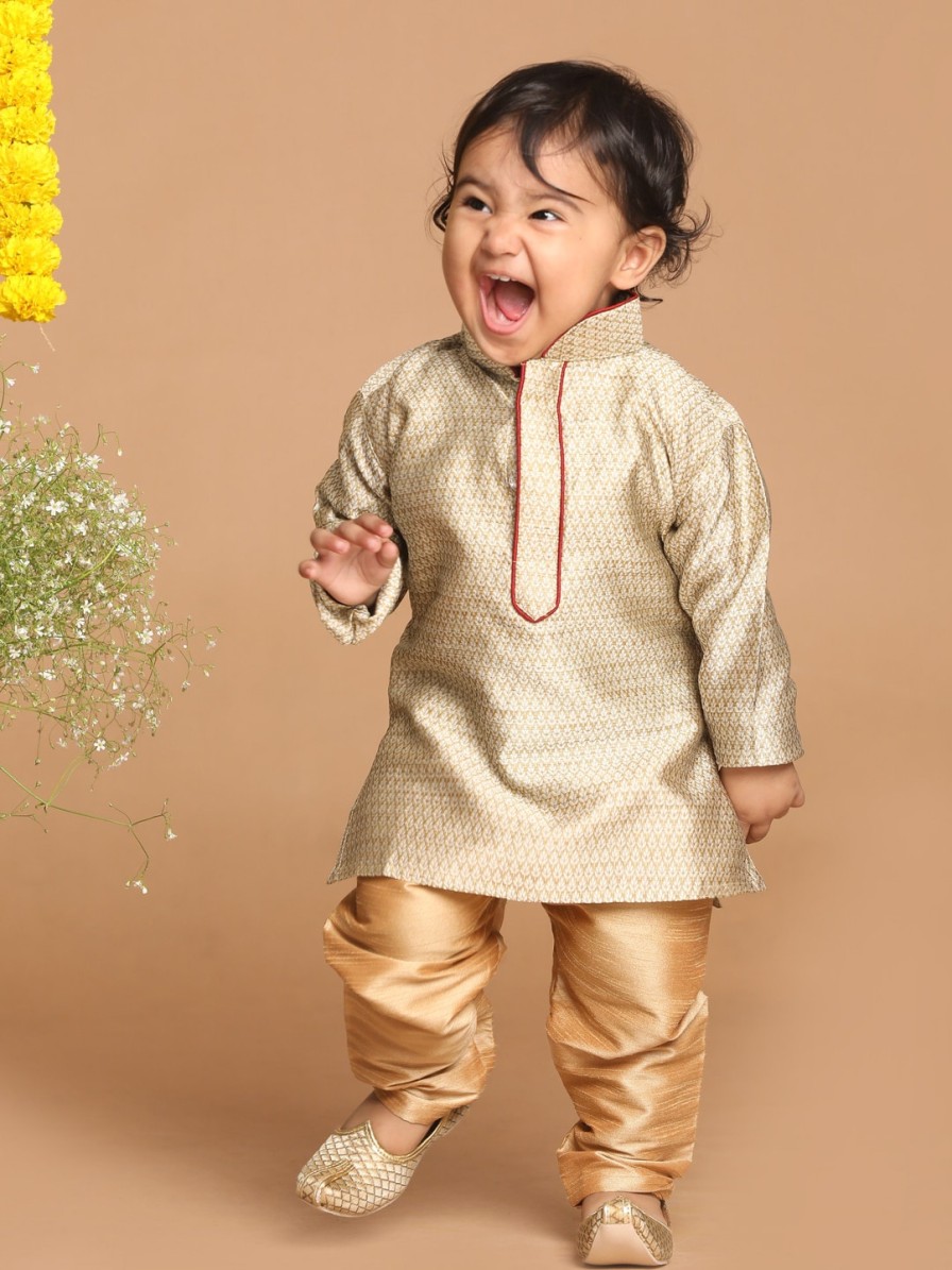 Kids VASTRAMAY SISHU Ethnic Wear | Buy Vastramay Sishu Boys Woven Kurta With Pyjama - Apparel For Boys