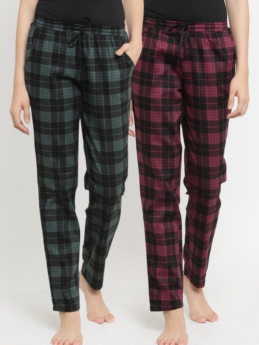 Women Claura Sleepwear & Loungewear | Buy Claura Women Pack Of 2 Checked Lounge Pants - Apparel For Women