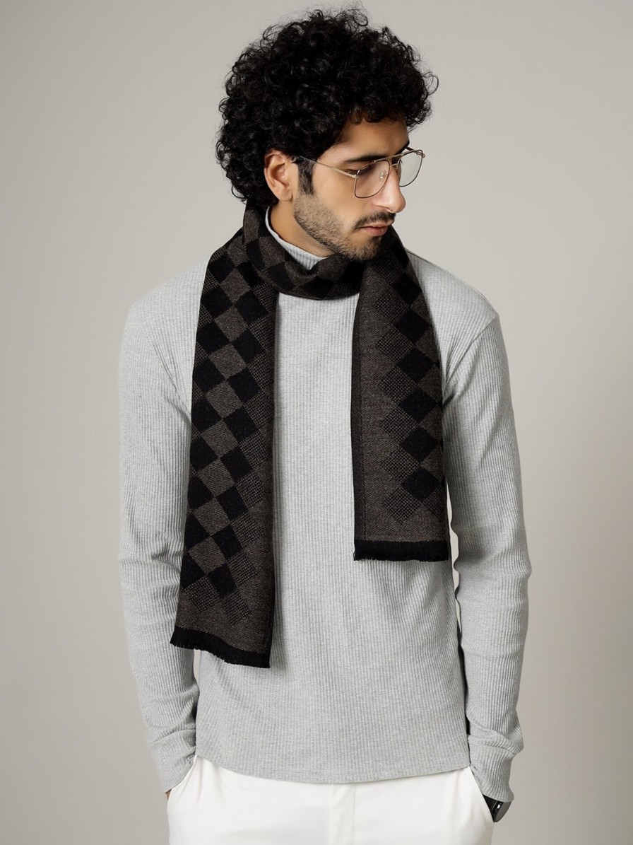 Men HANDICRAFT PALACE Mufflers, Scarves & Gloves | Buy Handicraft Palace Men Black Checked Woolen Muffler - Accessories For Men