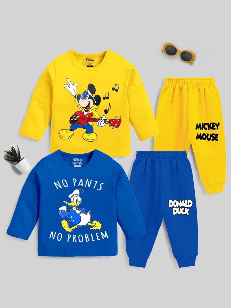 Kids KUCHIPOO Value Packs | Buy Kuchipoo Pack Of 2 Kids Mickey Mouse & Donald Duck Printed Night Suit - Apparel For Unisex Kids