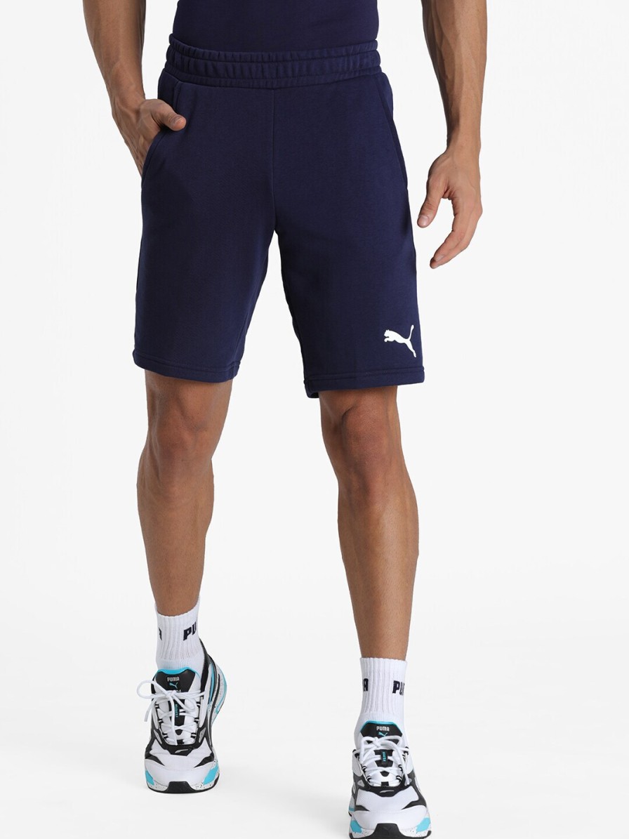 Men Puma Track Pants & Shorts | Buy Puma Men Blue Solid Essentials Regular Fit Knitted Sustainable Shorts - Apparel For Men