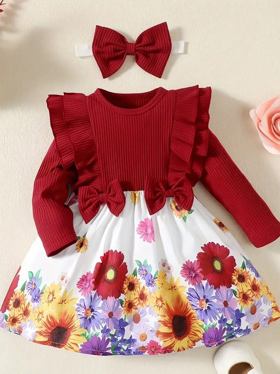 Kids BAESD Dresses | Buy Baesd Girls Floral Printed A Line Bow Dress - Apparel For Girls