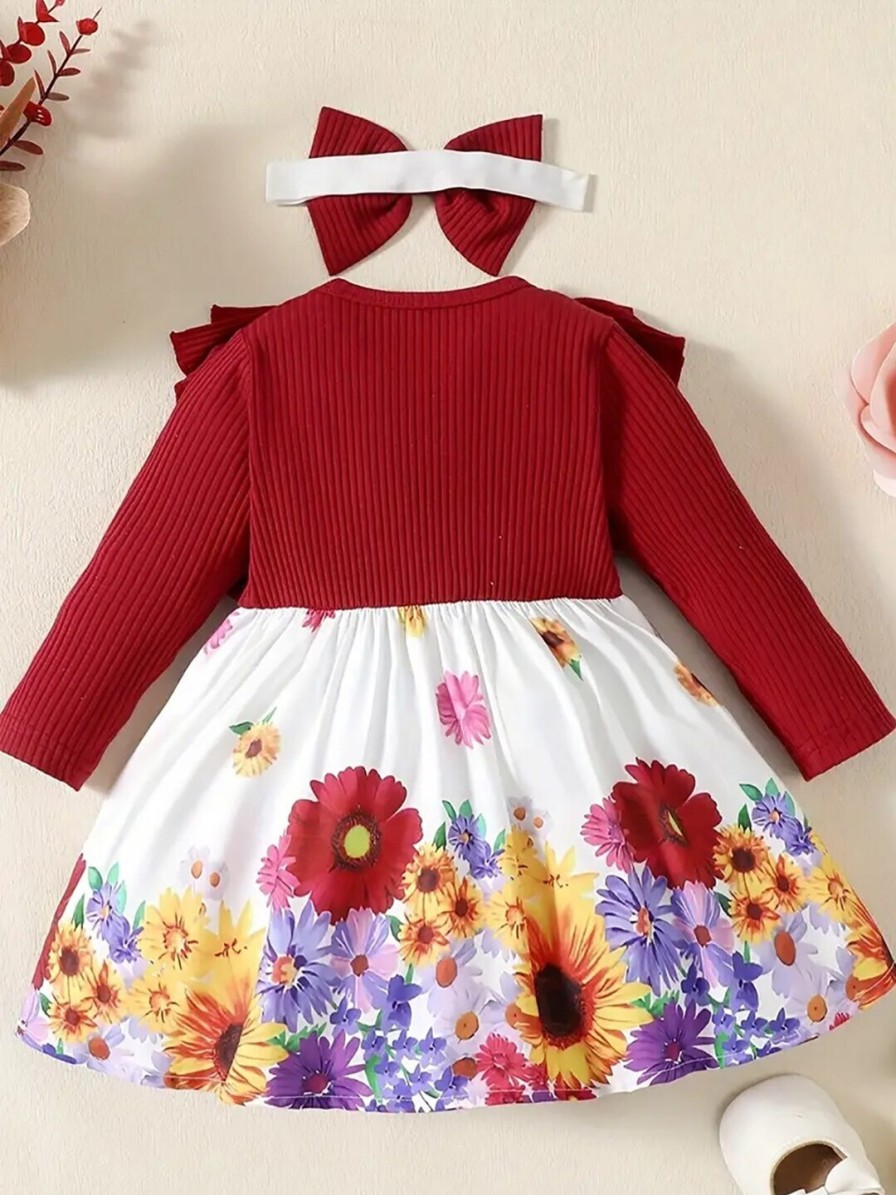 Kids BAESD Dresses | Buy Baesd Girls Floral Printed A Line Bow Dress - Apparel For Girls