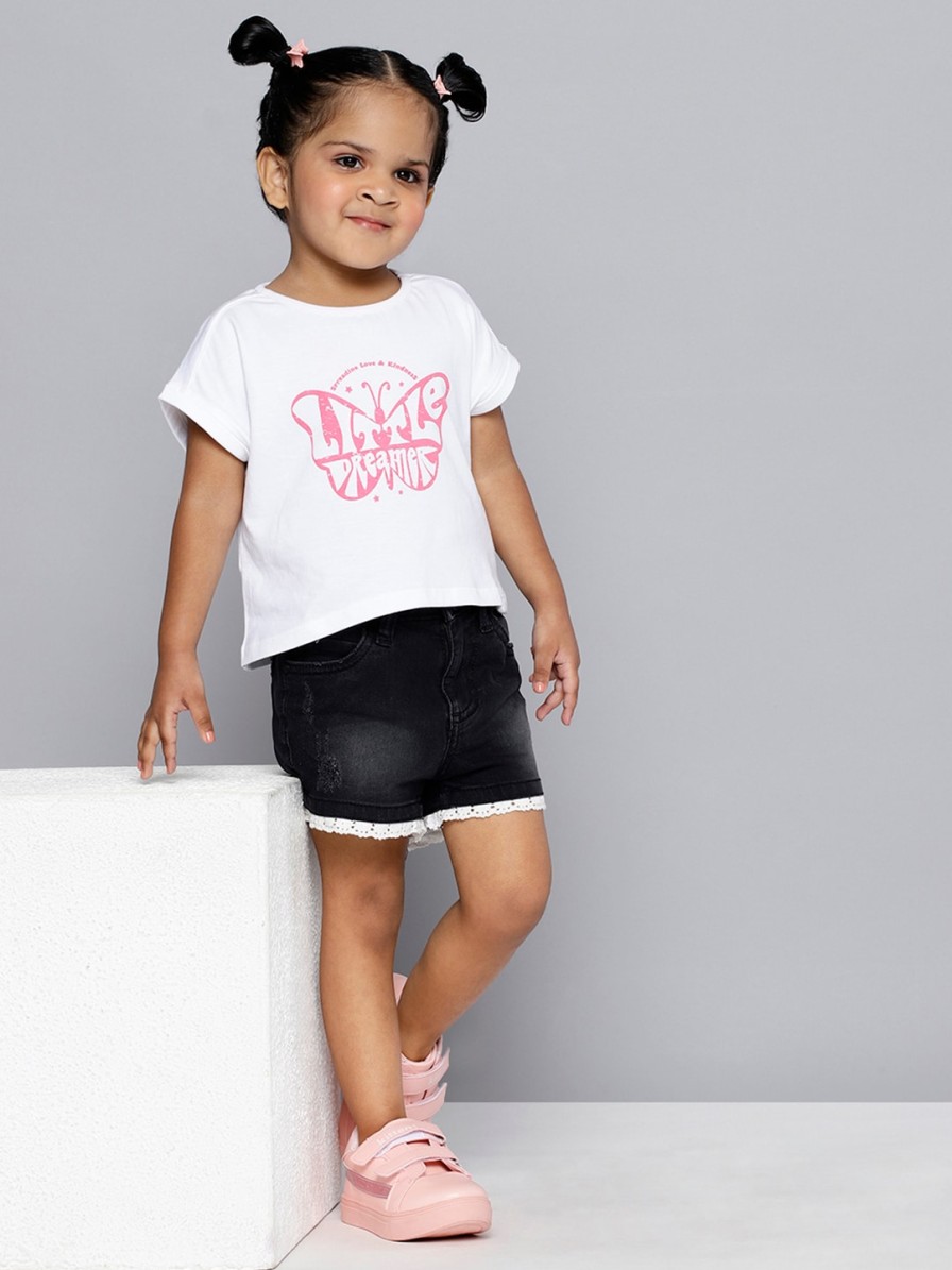 Kids HERE&NOW Skirts & Shorts | Buy Here&Now Girls Slim Fit Mildly Distressed Denim Shorts - Apparel For Girls