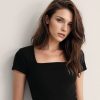 Women MYWISHBAG Tops | Buy Mywishbag Square Neck Short Sleeve Top - Apparel For Women