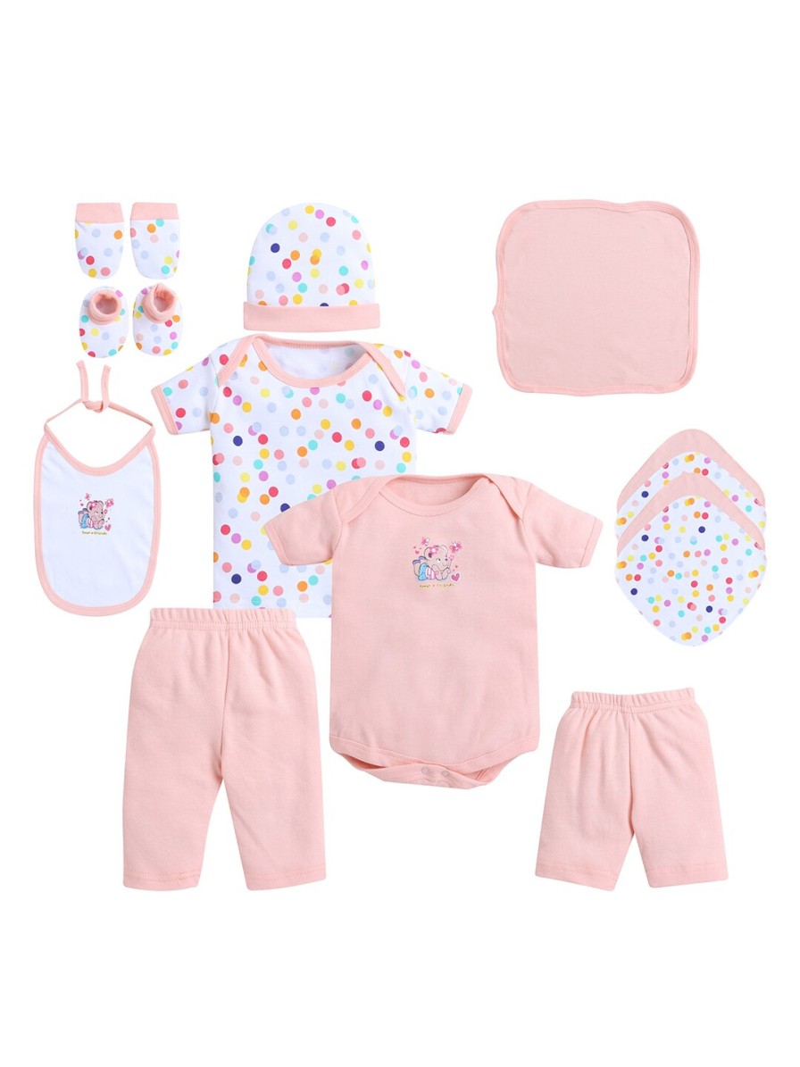 Kids EIO Infant Care | Buy Eio 13 Piece Peach Coloured Cotton Baby Apparel Gift Set - Apparel For Unisex Kids