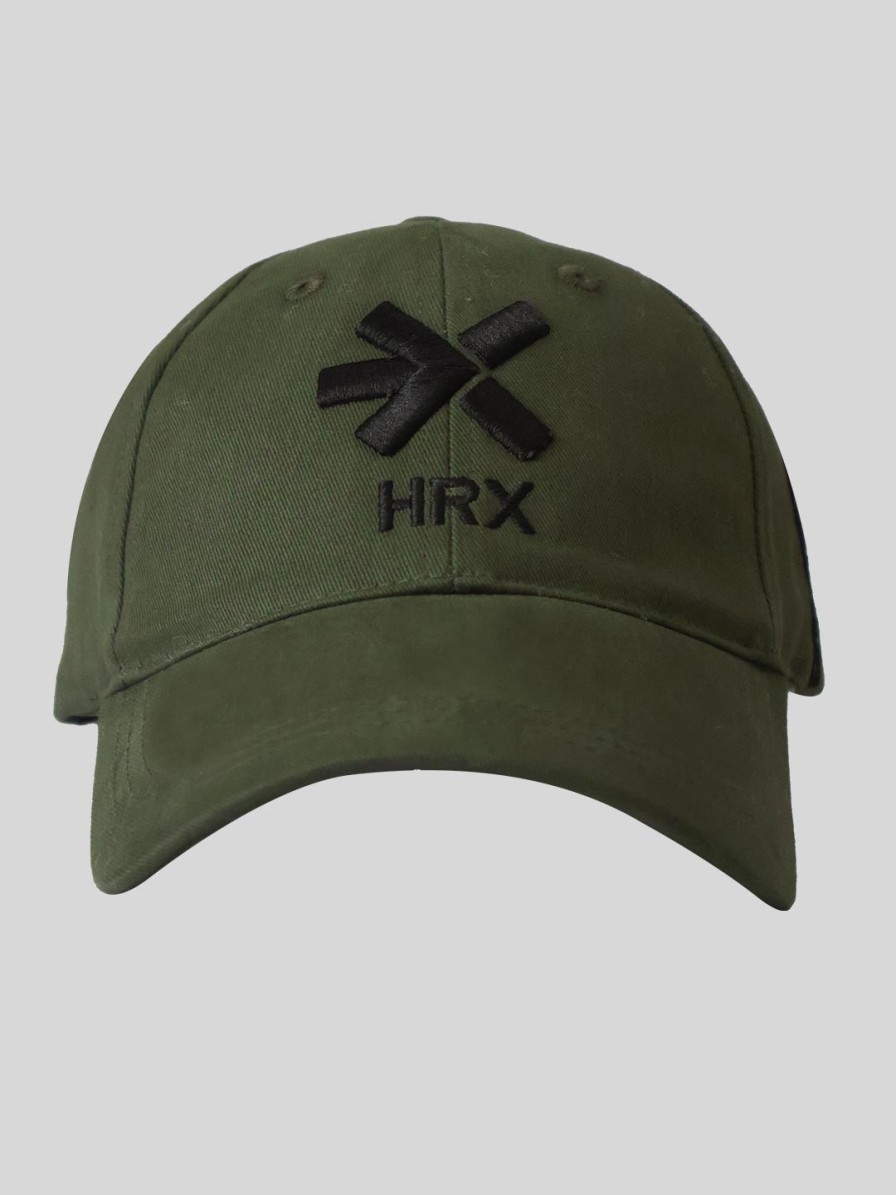 Men HRX by Hrithik Roshan Caps & Hats | Buy Hrx By Hrithik Roshan Olive Green Embroidered Cotton Visor Cap - Accessories For Unisex