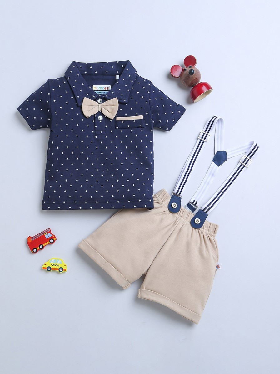 Kids BUMZEE Clothing Sets | Buy Bumzee Boys Pure Cotton Clothing Set With Bow & Suspender - Apparel For Boys