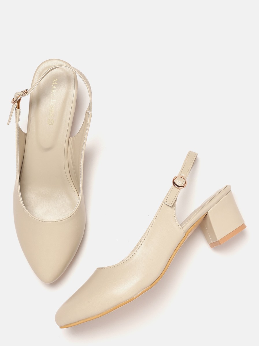 Women Marc Loire Heels | Buy Marc Loire Women Cream Coloured Solid Pumps - Footwear For Women