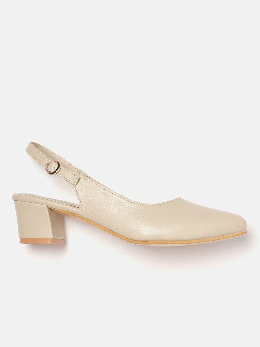 Women Marc Loire Heels | Buy Marc Loire Women Cream Coloured Solid Pumps - Footwear For Women