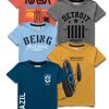 Kids HELLCAT T-Shirts | Buy Hellcat Boys Pack Of 5 Typography Printed Bio Finish T Shirt - Apparel For Boys