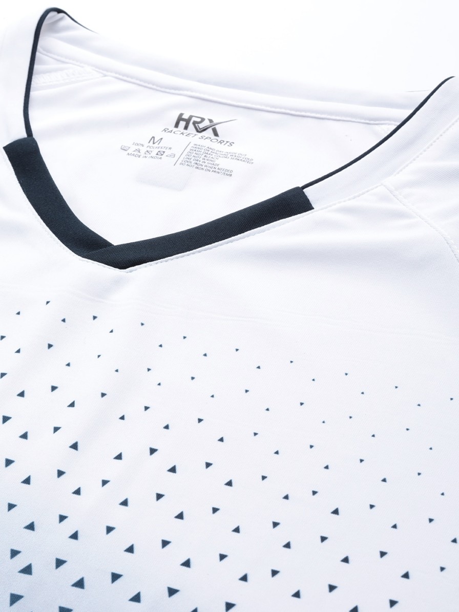 Men HRX by Hrithik Roshan Active T-Shirts | Buy Hrx By Hrithik Roshan Racketsport Men Optic White Rapid Dry Abstract Tshirts - Apparel For Men