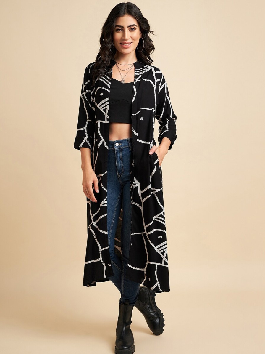 Women Azira Shrugs | Buy Azira Abstract Printed Longline Shrug - Apparel For Women