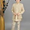 Kids ahhaaaa Ethnic Wear | Buy Ahhaaaa Boys Ethnic Motifs Embroidered Regular Kurta With Trousers & Nehru Jacket - Apparel For Boys