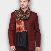 Men WEAVERS VILLA Mufflers, Scarves & Gloves | Buy Weavers Villa Men Black & Red Embroidered Stole - Accessories For Men