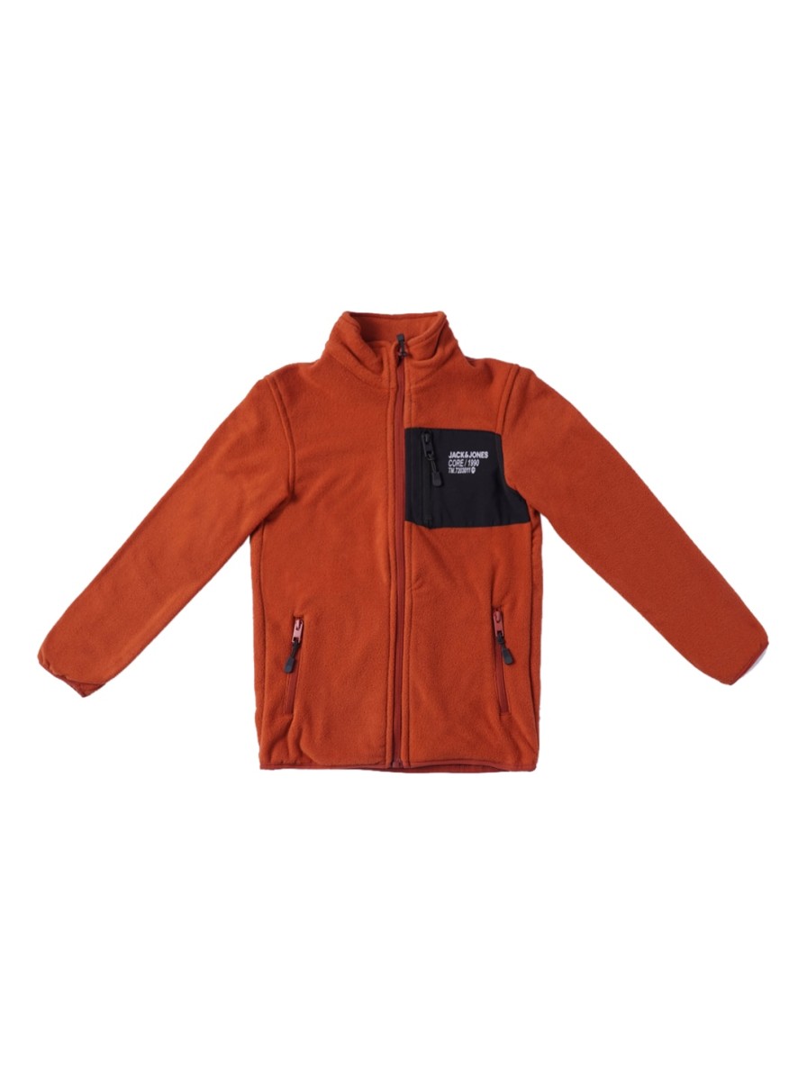 Kids Jack & Jones Jacket, Sweater & Sweatshirts | Buy Jack & Jones Boys Orange Padded Jacket With Patchwork - Apparel For Boys