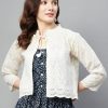 Women Aarika Jackets | Buy Aarika Women Off White Embroidered Crop Open Front Jacket - Apparel For Women