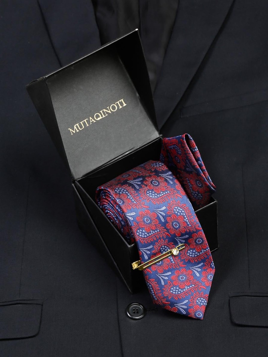 Men MUTAQINOTI Accessory Gift Sets | Buy Mutaqinoti Men Printed Silk Blend Necktie Accessory Gift Set - Accessories For Men