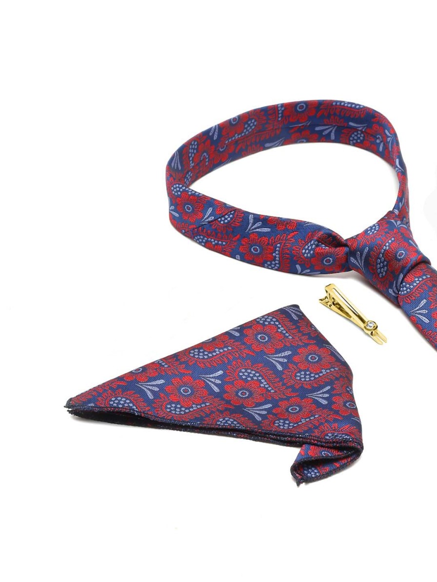 Men MUTAQINOTI Accessory Gift Sets | Buy Mutaqinoti Men Printed Silk Blend Necktie Accessory Gift Set - Accessories For Men