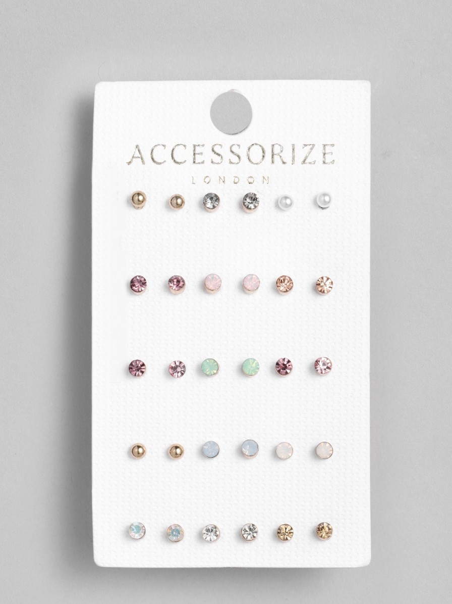 Women Accessorize Earrings | Buy Accessorize Set Of 15 Multicoloured Circular Studs - Accessories For Women