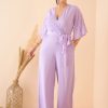 Women CURVE BY KASSUALLY Jumpsuits | Buy Curve By Kassually V Neck Waist Tie Ups Basic Jumpsuit - Apparel For Women