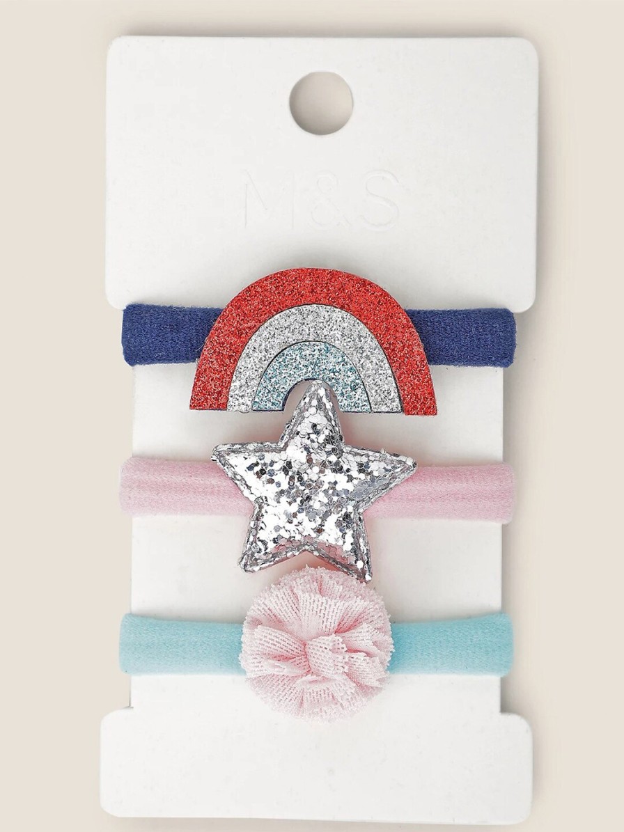 Kids Marks & Spencer Jewellery & Hair Accessory | Buy Marks & Spencer Girls Set Of 3 Embellished Ponytail Holders - Accessories For Girls