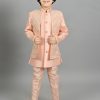 Kids ahhaaaa Ethnic Wear | Buy Ahhaaaa Boys Ethnic Motifs Embroidered Regular Kurta With Trousers & Nehru Jacket - Apparel For Boys