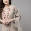 Women Indo Era Kurtas & Suits | Buy Indo Era Women Brown Floral Embroidered Regular Kurta With Trousers & With Dupatta - Apparel For Women