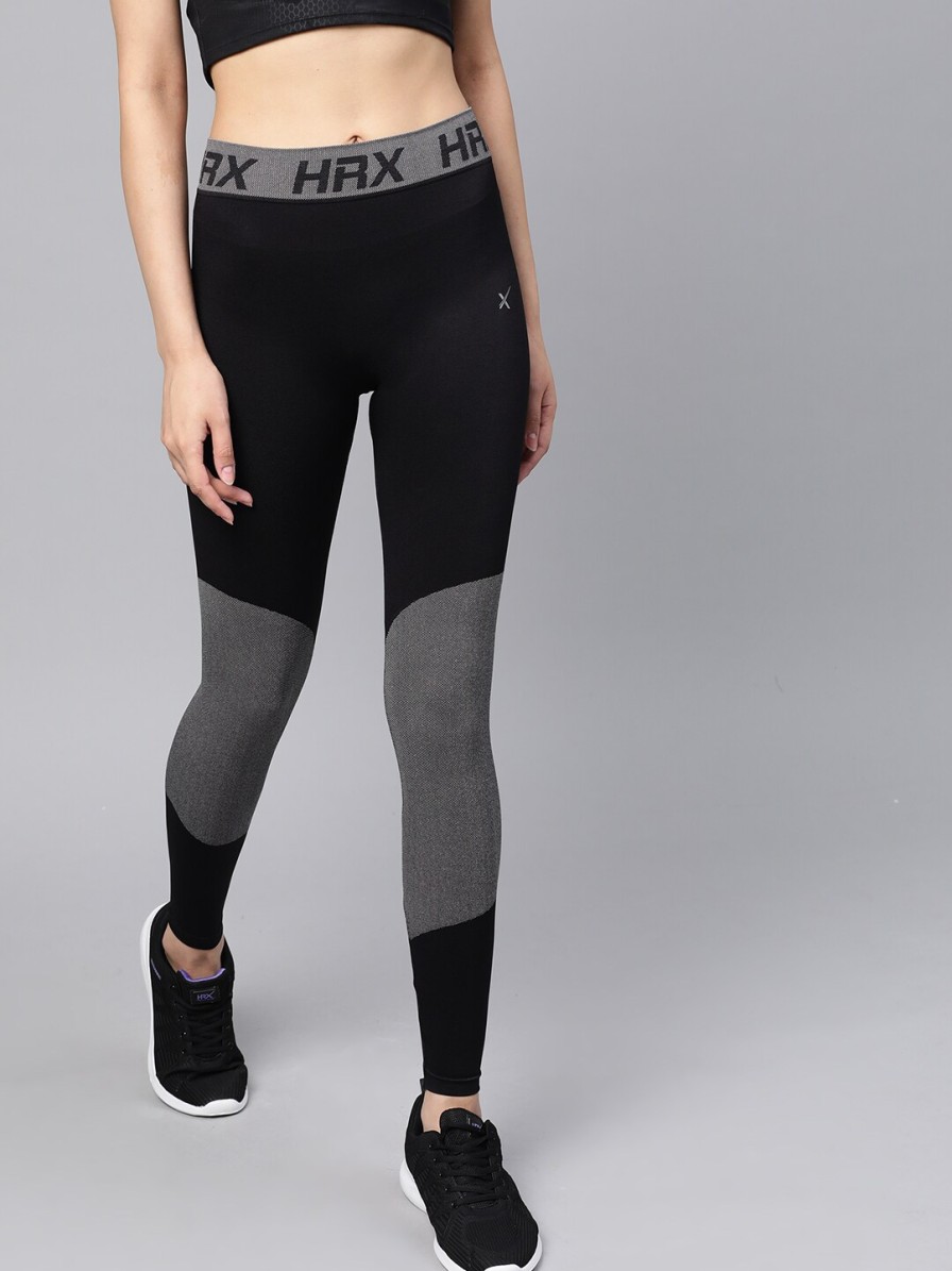 Women HRX by Hrithik Roshan Clothing | Buy Hrx By Hrithik Roshan Women Jet Black Solid Rapid Dry, Seamless Yoga Tights - Apparel For Women