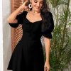 Women AAHWAN Dresses | Buy Aahwan Puff Sleeves Sweetheart Neck Ruched A Line Mini Dress - Apparel For Women