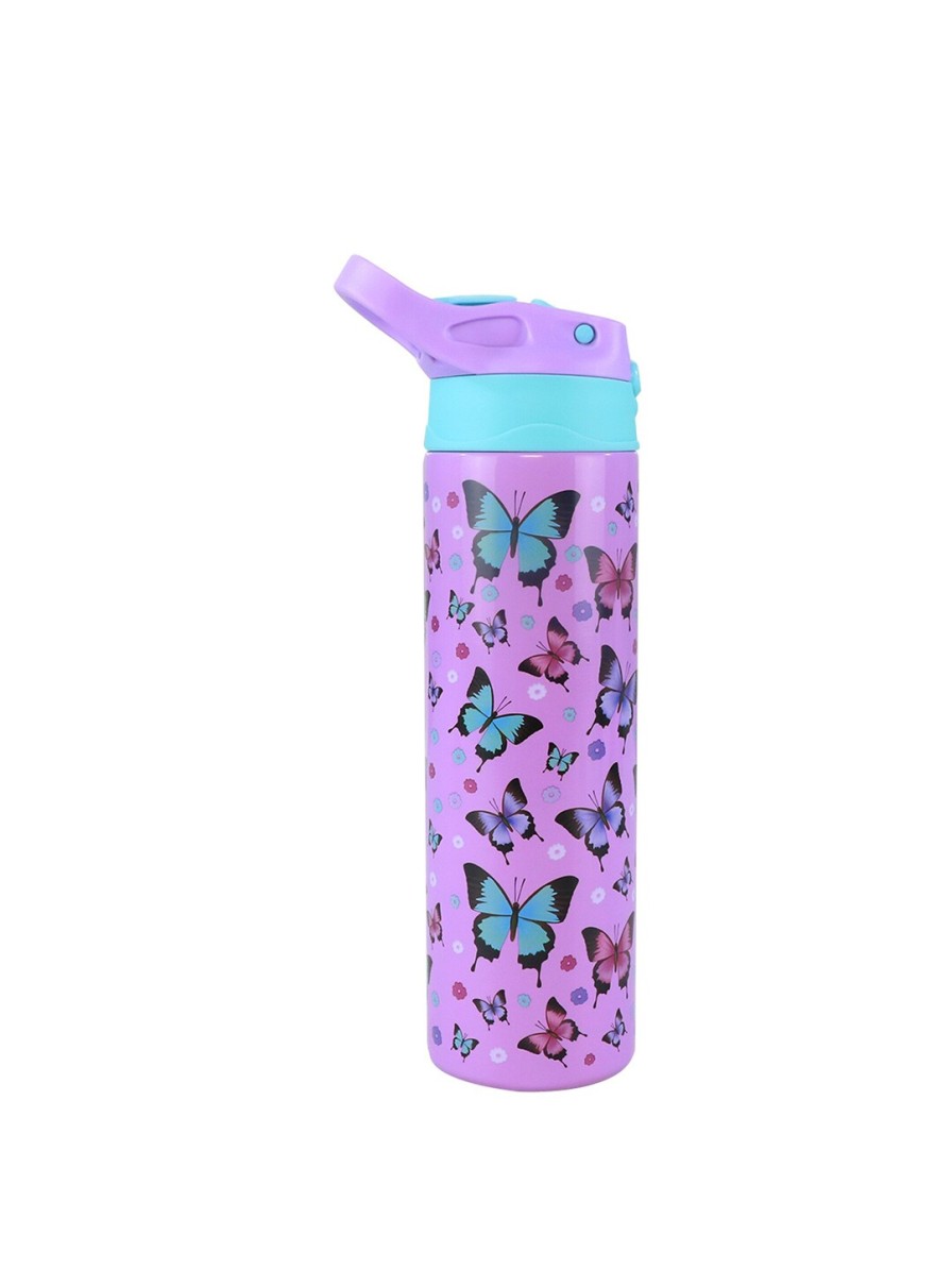 Kids Smily Kiddos Bags & Backpacks | Buy Smily Kiddos Purple Butterfly Printed Insulated Water Bottle 600 Ml - Home For Unisex Kids