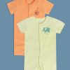 Kids MINI KLUB Rompers & Sleepsuits | Buy Mini Klub Infant Boys Pack Of 2 Printed Pure Cotton Rompers - Apparel For Boys