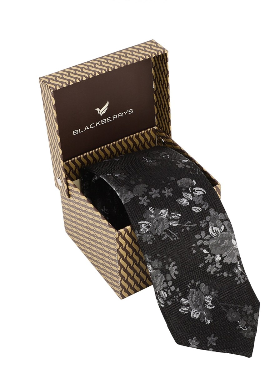 Men Blackberrys Ties, Cufflinks & Pocket Squares | Buy Blackberrys Men Floral Printed Pure Silk Skinny Tie - Accessories For Men