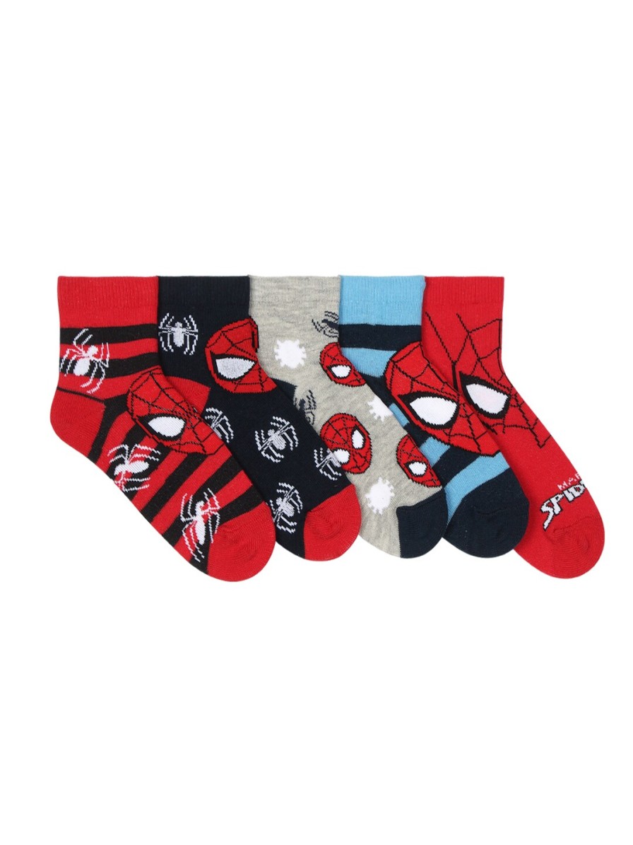 Kids Supersox Socks | Buy Supersox Unisex Pack Of 5 Ankle Length Spiderman Socks - Accessories For Unisex Kids