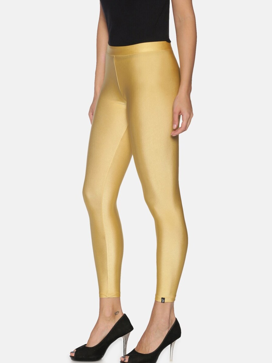 Women TWIN BIRDS Leggings, Salwars & Churidars | Buy Twin Birds Women Gold Coloured Solid Ankle Length Shimmer Leggings - Apparel For Women