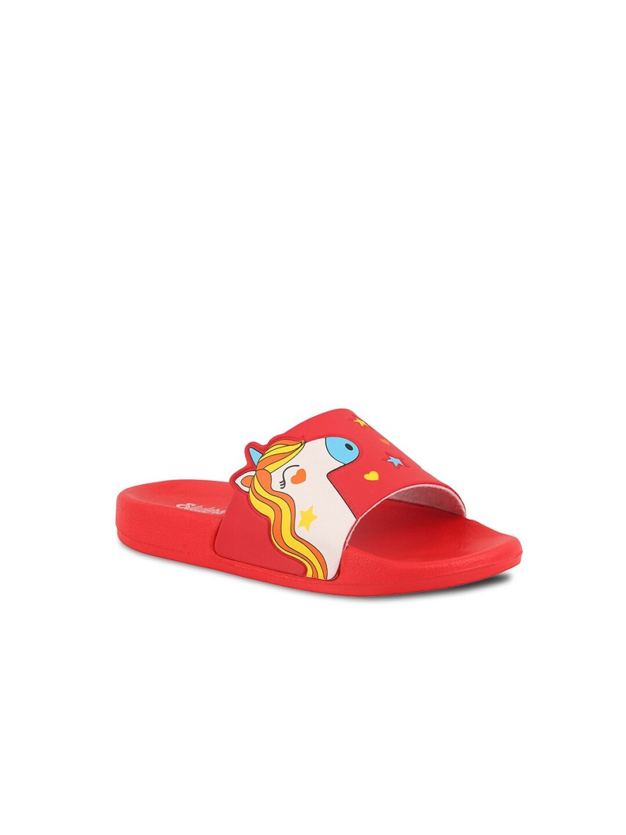 Kids WELCOME Flipflops | Buy Welcome Kids Red & White Unicorn Printed Sliders - Footwear For Unisex Kids